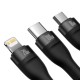 USB / PD кабель Baseus Flash Series Ⅱ Two-for-three U+C to M+L+C 100W 1.2m Black CASS030101