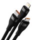 PD кабель Baseus Flash Series Ⅱ One-for-three USB to M+L+C 100W 1.2m Black CASS030001