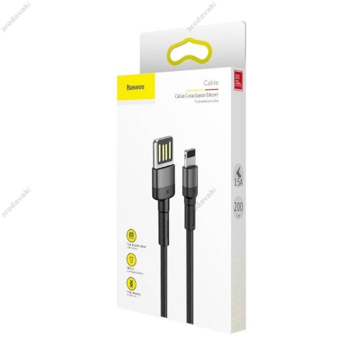 Usb кабель Baseus Cafule Special Edition for Lightning 1,5A / 2m. Grey+Black CALKLF-HG1