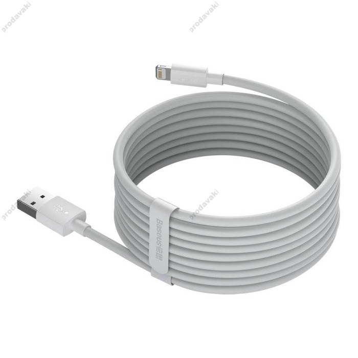 USB Кабель Baseus Simple Wisdom Data Cable Kit USB to Lightning 2.4A (2ШТ / Set) 1.5m White TZCALZJ-02