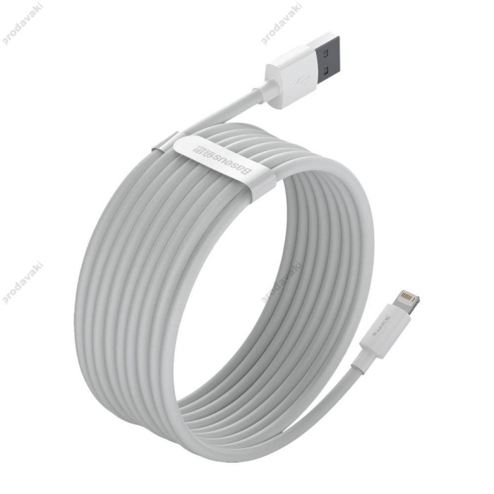 USB Кабель Baseus Simple Wisdom Data Cable Kit USB to Lightning 2.4A (2ШТ / Set) 1.5m White TZCALZJ-02