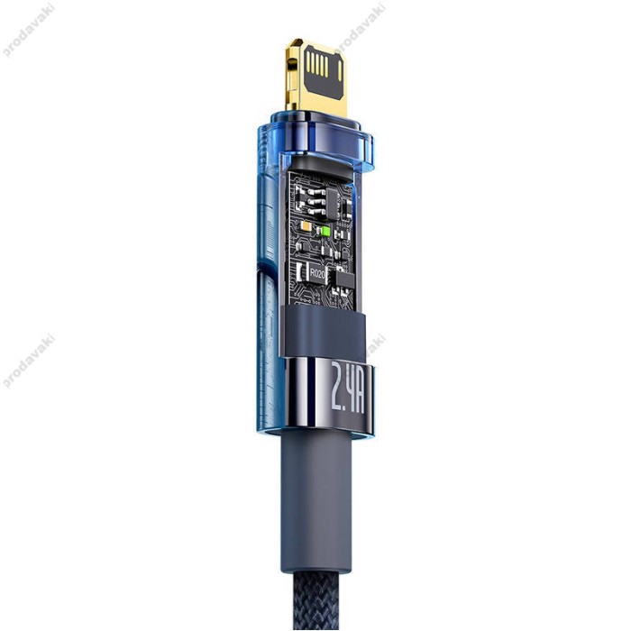 USB кабель Baseus Explorer Series Auto Power-Off USB to Lightning 2.4A 1m Blue CATS000403