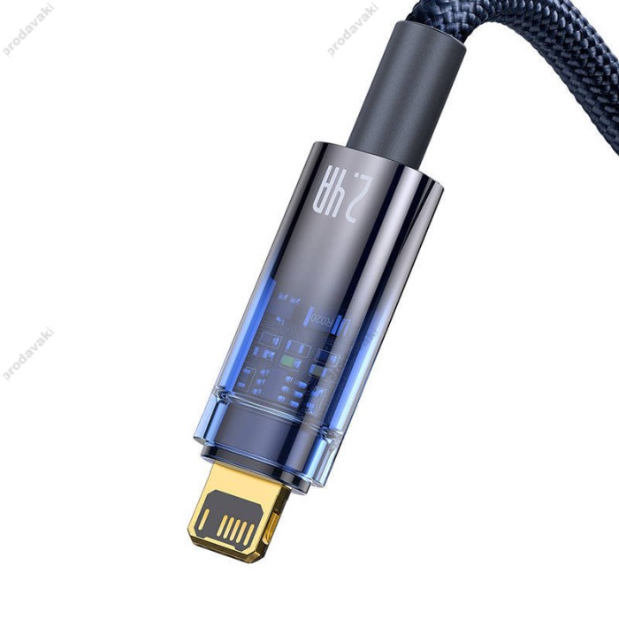 USB кабель Baseus Explorer Series Auto Power-Off USB to Lightning 2.4A 1m Blue CATS000403