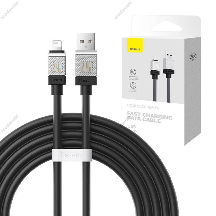 USB кабель Baseus CoolPlay Series Fast Charging Cable USB to Lightning 2.4A 2m Black CAKW000501
