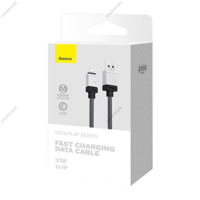 USB кабель Baseus CoolPlay Series Fast Charging Cable USB to Lightning 2.4A 2m Black CAKW000501
