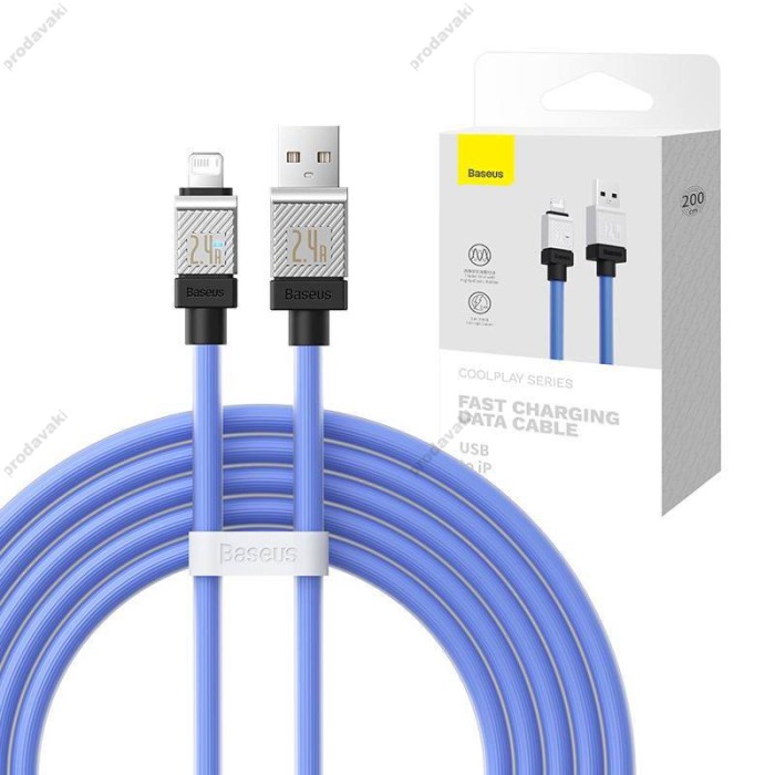 USB кабель Baseus CoolPlay Series Fast Charging Cable USB to Lightning 2.4A 2m Blue CAKW000503