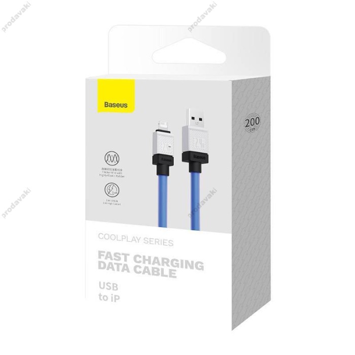 USB кабель Baseus CoolPlay Series Fast Charging Cable USB to Lightning 2.4A 2m Blue CAKW000503