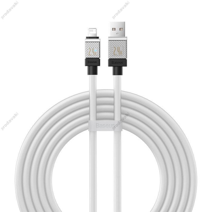 USB кабель Baseus CoolPlay Series Fast Charging Cable USB to Lightning 2.4A 2m White CAKW000502