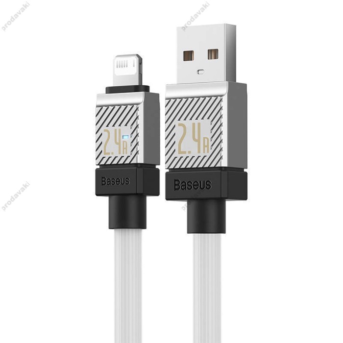 USB кабель Baseus CoolPlay Series Fast Charging Cable USB to Lightning 2.4A 2m White CAKW000502