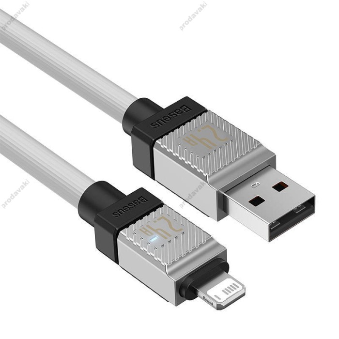 USB кабель Baseus CoolPlay Series Fast Charging Cable USB to Lightning 2.4A 2m White CAKW000502