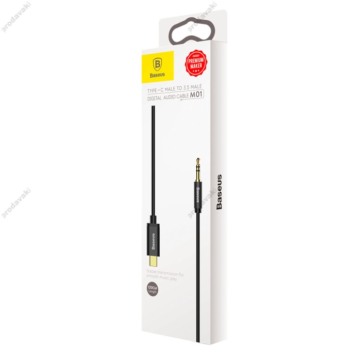 Кабель Baseus Yiven M01 Type-C to AUX(3,5) 1,2m. Black CAM01-01 Black