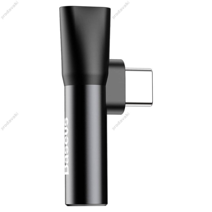 Аудіоадаптер перехідник BASEUS L41 Type-C Male to Type-C/AUX(3,5) Female Black CATL41-01 Чорний