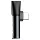 Аудіоадаптер перехідник BASEUS L41 Type-C Male to Type-C/AUX(3,5) Female Black CATL41-01 Чорний
