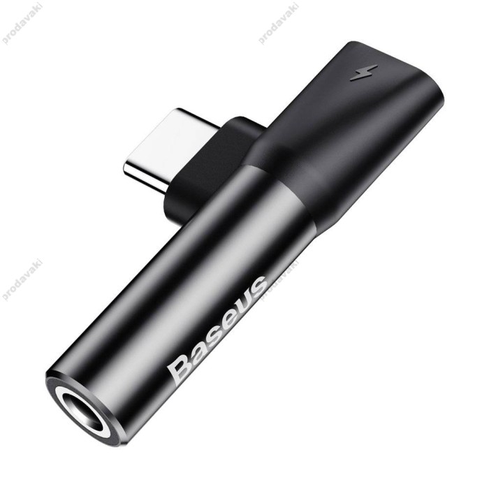 Аудіоадаптер перехідник BASEUS L41 Type-C Male to Type-C/AUX(3,5) Female Black CATL41-01 Чорний