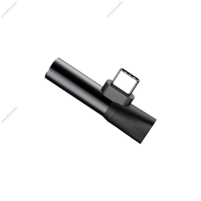 Аудіоадаптер перехідник BASEUS L41 Type-C Male to Type-C/AUX(3,5) Female Black CATL41-01 Чорний
