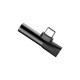 Аудіоадаптер перехідник BASEUS L41 Type-C Male to Type-C/AUX(3,5) Female Black CATL41-01 Чорний