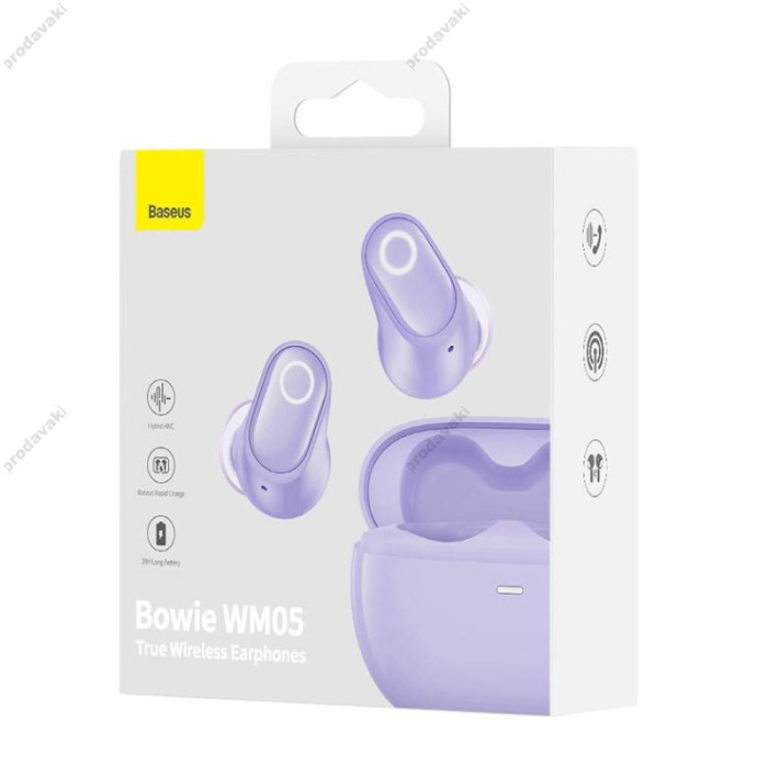 Бездротові Bluetooth навушники Baseus Bowie WM05 True Wireless Earphones BT 5.2 Purple NGTW000105