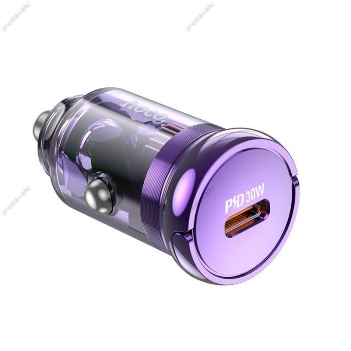 Автомобільний зарядний пристрій HOCO Z53 Sight single port PD30W Transparent Purple