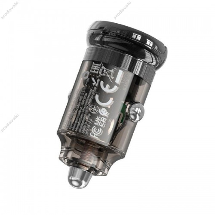 Автомобільний зарядний пристрій HOCO Z53 Sight single port PD30W Transparent Black