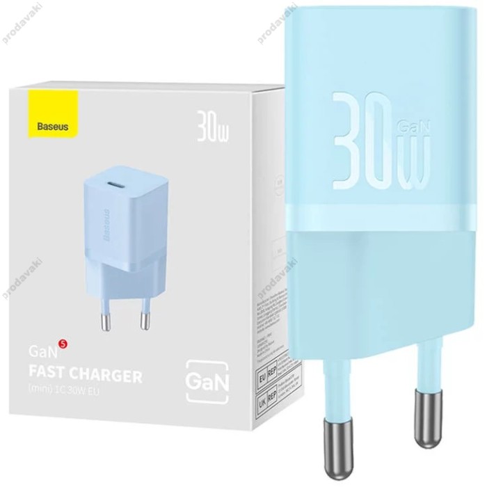 Мережевий зарядний пристрій Baseus GaN5 Fast Charger (mini) 30W Blue CCGN070603