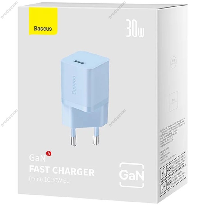 Мережевий зарядний пристрій Baseus GaN5 Fast Charger (mini) 30W Blue CCGN070603
