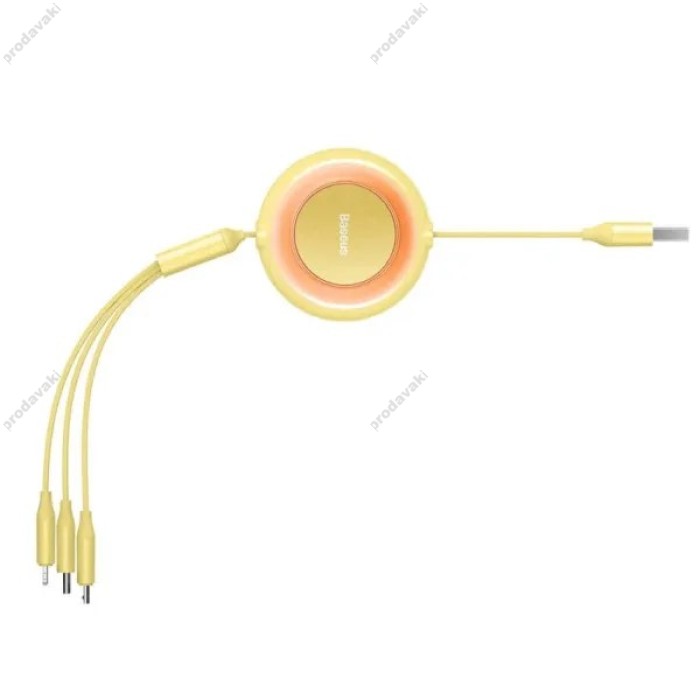 Кабель USB PD Baseus Bright Mirror 2 Series 3-in-1 USB to M+L+C 3.5A 1.1m Yellow CAMJ010011