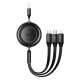 Кабель USB PD Baseus Bright Mirror 2 Series 3-in-1 USB to M+L+C 3.5A 1.1m Black CAMJ010001
