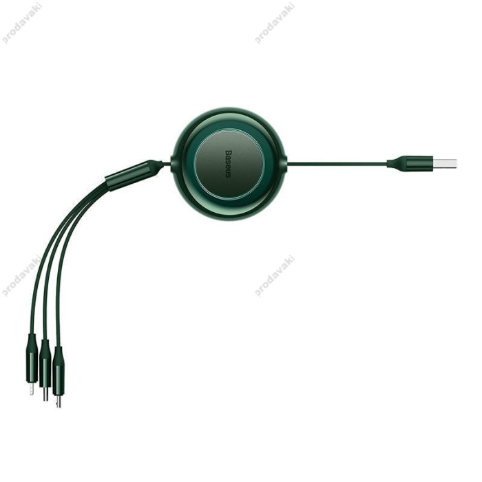 Кабель USB PD Baseus Bright Mirror 2 Series 3-in-1 USB to M+L+C 3.5A 1.1m Green CAMJ010006