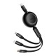 Кабель USB PD кабель Baseus Bright Mirror 2 Series Retractable 3-in-1 Type-C to M+L+C 100W 1.1m Black CAMJ010201
