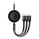 Кабель USB PD кабель Baseus Bright Mirror 2 Series Retractable 3-in-1 Type-C to M+L+C 100W 1.1m Black CAMJ010201