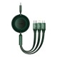 Кабель USB PD кабель Baseus Bright Mirror 2 Series Retractable 3-in-1 Type-C to M+L+C 100W 1.1m Green CAMJ01020