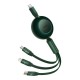 Кабель USB PD кабель Baseus Bright Mirror 2 Series Retractable 3-in-1 Type-C to M+L+C 100W 1.1m Green CAMJ01020