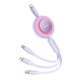 Кабель USB PD кабель Baseus Bright Mirror 2 Series Retractable 3-in-1 Type-C to M+L+C 100W 1.1m Purp CAMJ010205