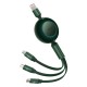 Кабель USB PD Baseus Bright Mirror 2 Series Retractable 3-in-1 USB to M+L+C 66W 1.1m Green CAMJ010106