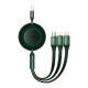 Кабель USB PD Baseus Bright Mirror 2 Series Retractable 3-in-1 USB to M+L+C 66W 1.1m Green CAMJ010106