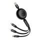 Кабель USB PD Baseus Bright Mirror 2 Series Retractable 3-in-1 USB to M+L+C 66W 1.1m Black CAMJ010101