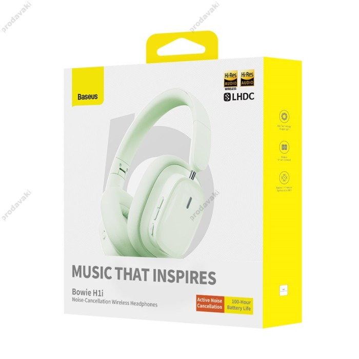 Бездротові Bluetooth навушники Baseus Bowie H1i Noise-Cancellation Wireless Headphones Natural Green A00050402633-00