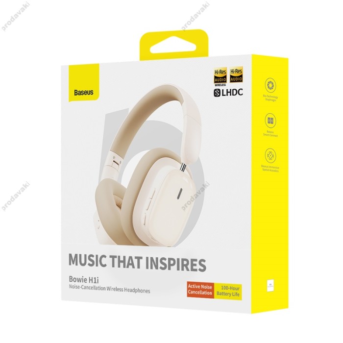 Бездротові Bluetooth навушники Baseus Bowie H1i Noise-Cancellation Wireless Headphones Stellar White A00050402223-00