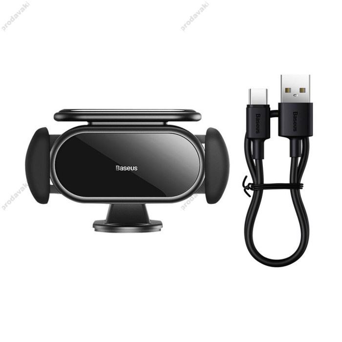 Автомобільний тримач із бездротовою зарядкою Baseus Steel Cannon pro Solar Electric Car Mount Black SUGP010001