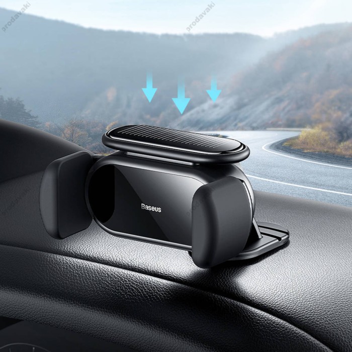 Автомобільний тримач із бездротовою зарядкою Baseus Steel Cannon pro Solar Electric Car Mount Black SUGP010001