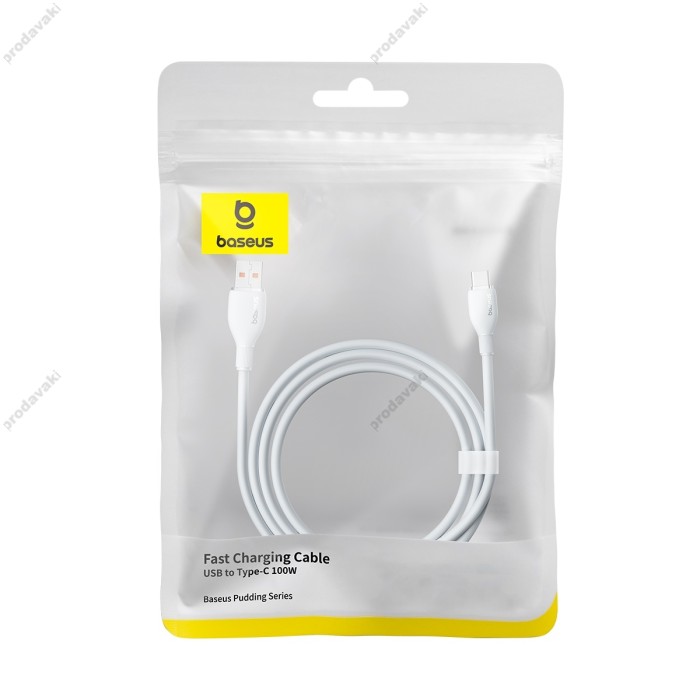Кабель Baseus Pudding Series Fast Charging Cable USB to Type-C 100W 6A 2m White P10355703221-01