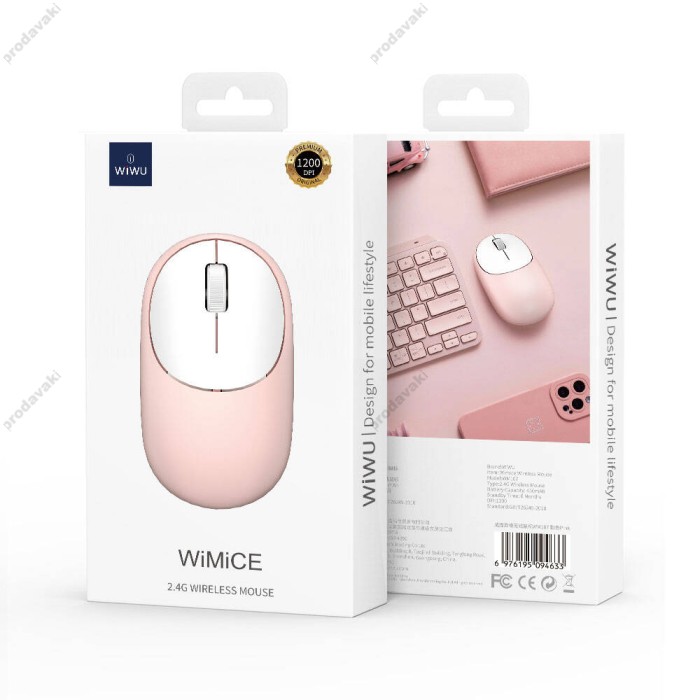 Комп'ютерна мишка WiWU WM107 2.4G Wireless Mouse Pink