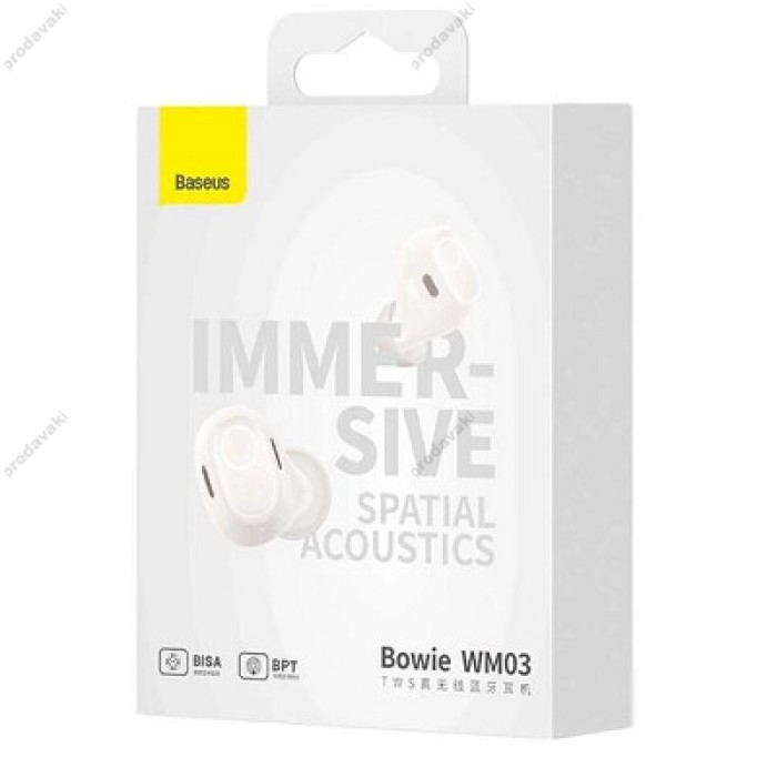 Бездротові Bluetooth навушники Baseus Bowie WM03 True Wireless Earphones BT 5.3 Creamy-white NGTW330302