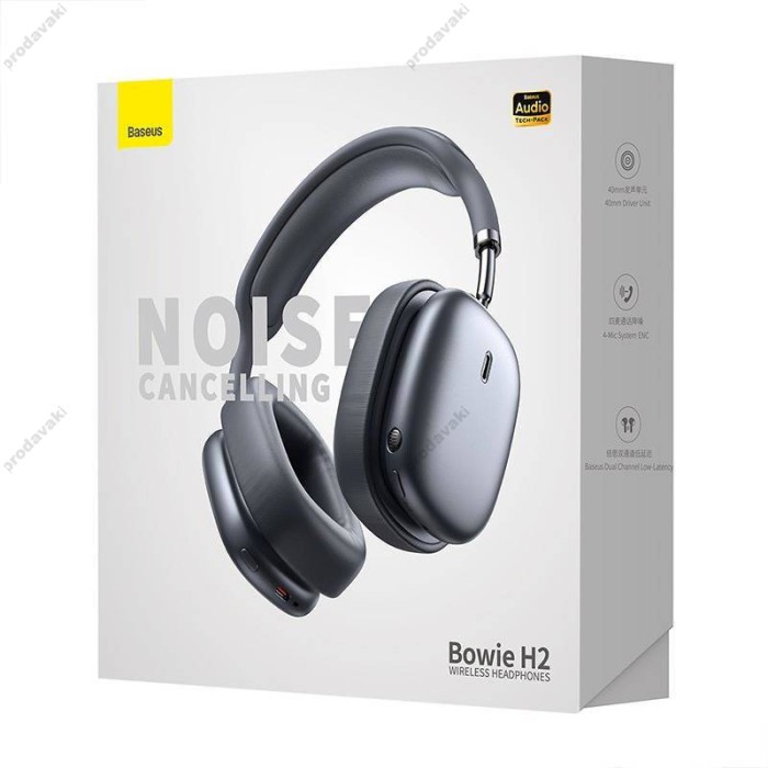 Бездротові Bluetooth навушники Baseus Bowie H2 Noise-Cancelling Wireless Headphone Grey NGTW260013