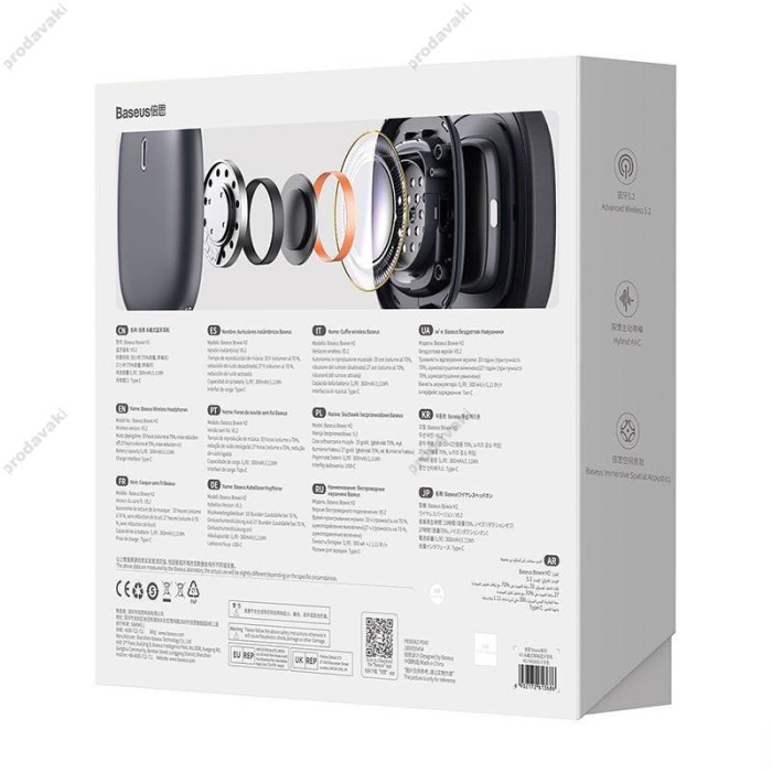 Бездротові Bluetooth навушники Baseus Bowie H2 Noise-Cancelling Wireless Headphone Grey NGTW260013