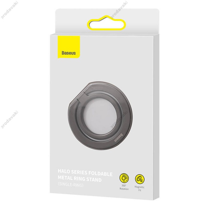 Кільце c MagSafe Foldable Metal Ring Stand Baseus Halo Series Single-ring (SUCH000013) Grey