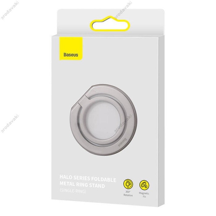 Кільце c MagSafe Foldable Metal Ring Stand Baseus Halo Series Single-ring Silver SUCH000012
