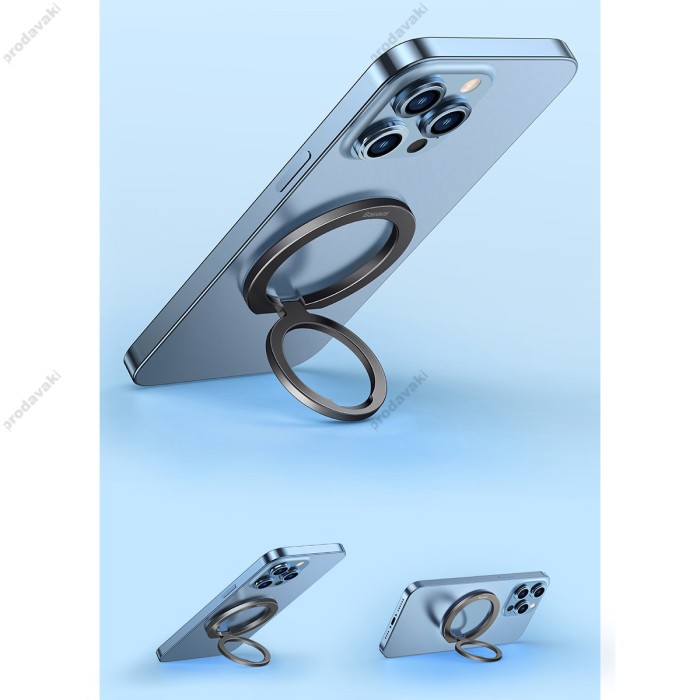 Кільце c MagSafe Foldable Metal Ring Stand Baseus Halo Series Single-ring (SUCH000013) Grey
