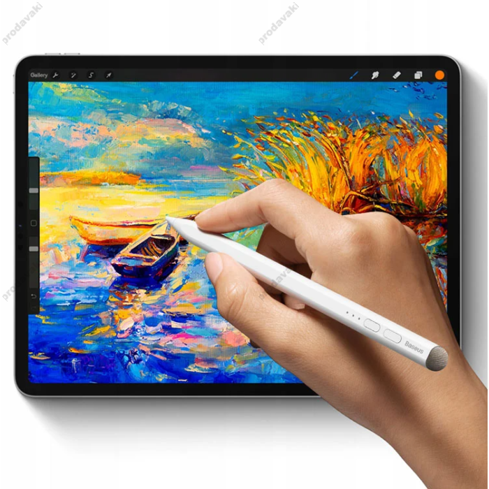 Стілус Baseus Smooth Writing Stylus з Led-індикатором (Active+Passive version) з кабелем Білий (SXBC040002)
