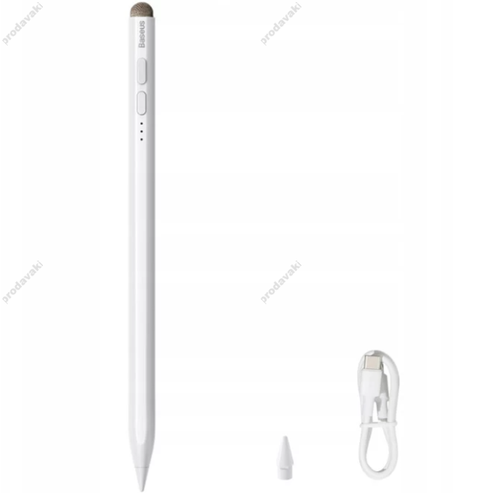 Стілус Baseus Smooth Writing Stylus з Led-індикатором (Active+Passive version) з кабелем Білий (SXBC040002)